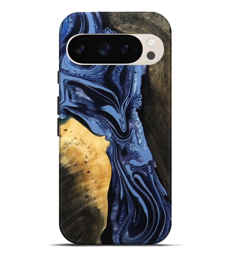 Pixel 9 Pro XL Wood Live Edge Phone Case - Leeann (Blue, 800523)