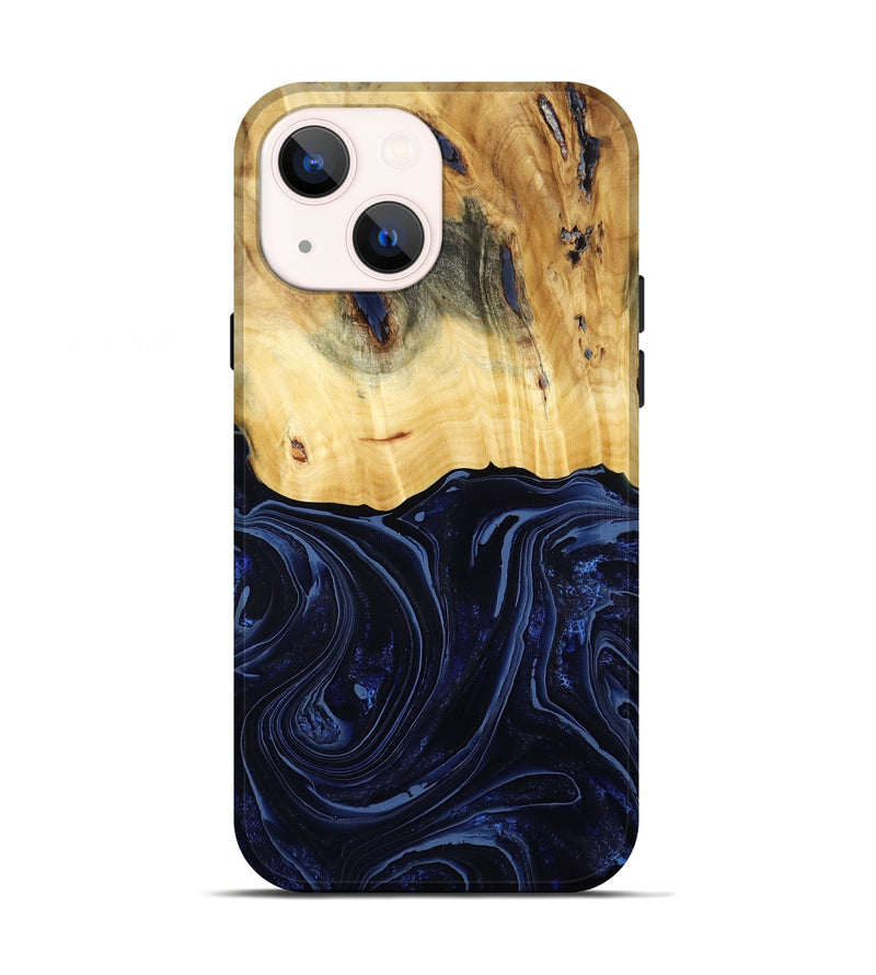 iPhone 13 Wood Live Edge Phone Case - Arlette (Blue, 800525)