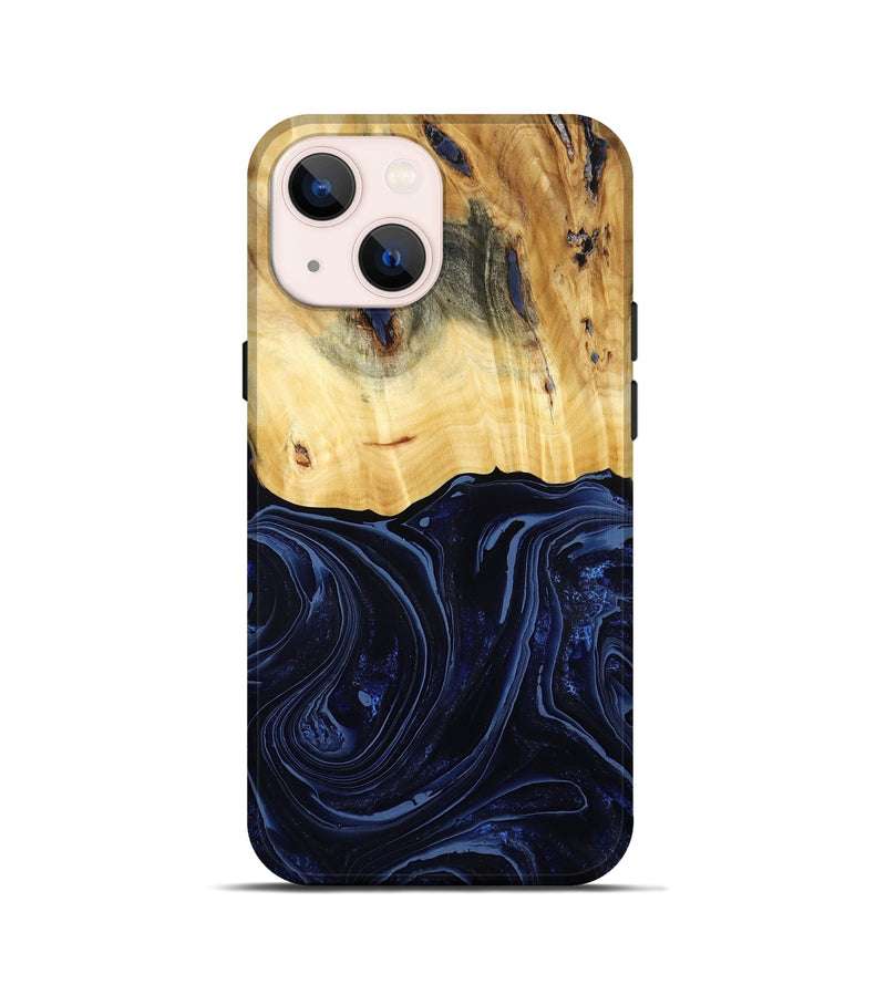 iPhone 13 mini Wood Live Edge Phone Case - Arlette (Blue, 800525)