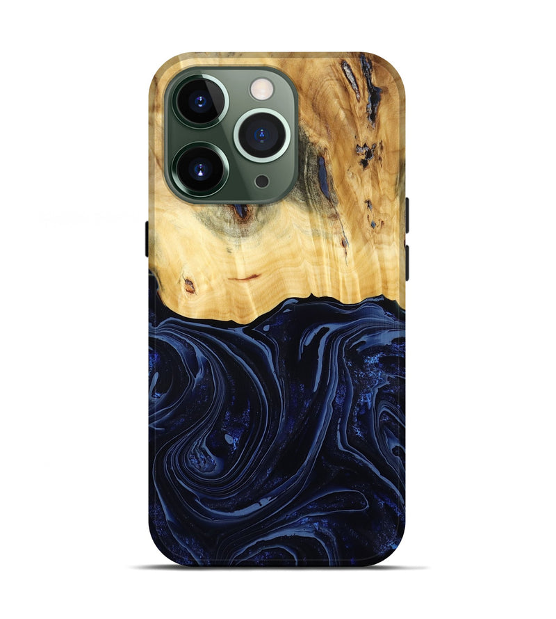 iPhone 13 Pro Wood Live Edge Phone Case - Arlette (Blue, 800525)