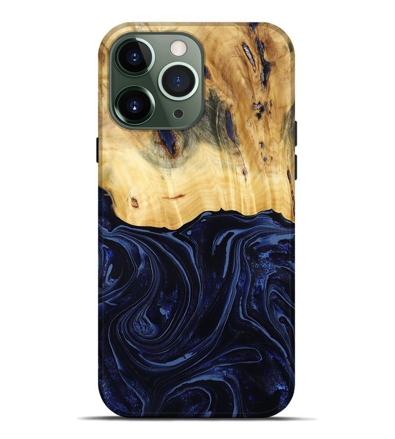 iPhone 13 Pro Max Wood Live Edge Phone Case - Arlette (Blue, 800525)