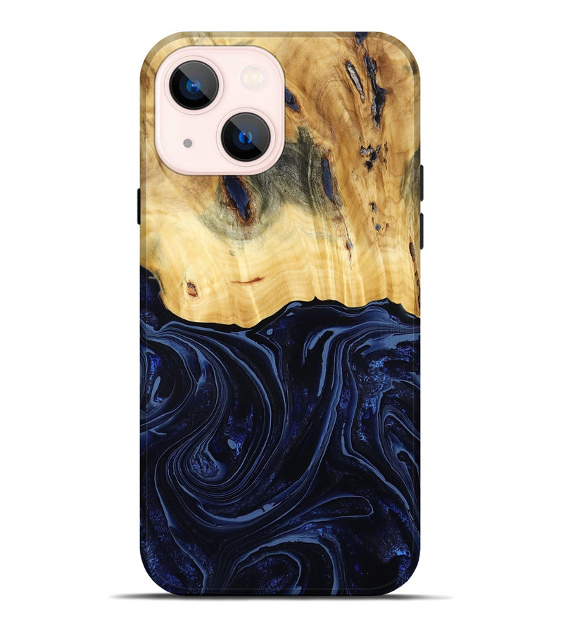 iPhone 14 Plus Wood Live Edge Phone Case - Arlette (Blue, 800525)