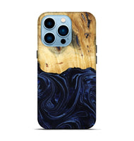 iPhone 14 Pro Wood Live Edge Phone Case - Arlette (Blue, 800525)