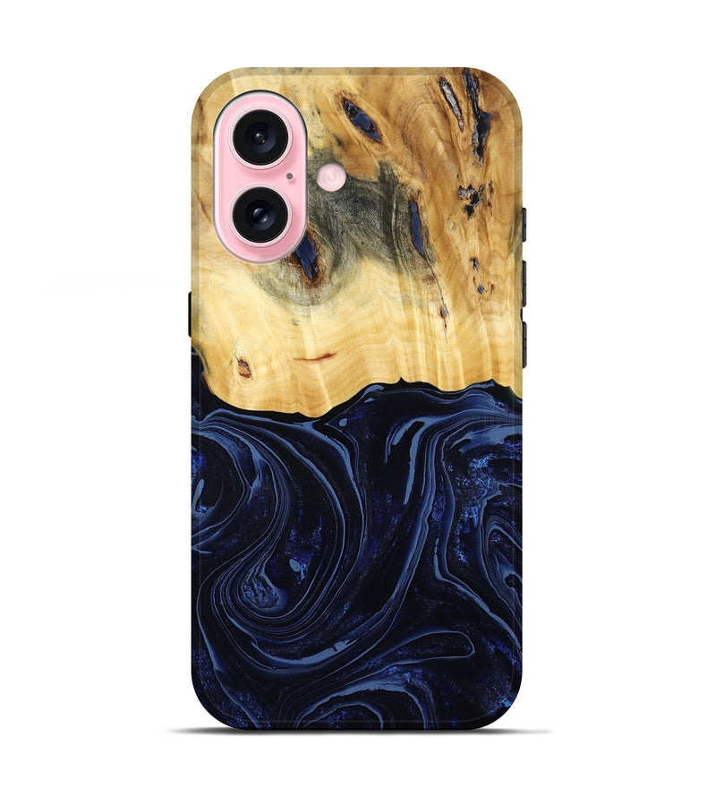 iPhone 17 Wood Live Edge Phone Case - Arlette (Blue, 800525)