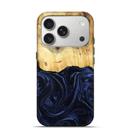 iPhone 17 Pro Wood Live Edge Phone Case - Arlette (Blue, 800525)