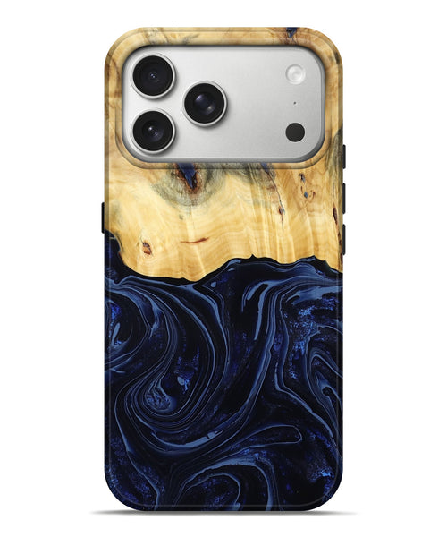 iPhone 17 Pro Max Wood Live Edge Phone Case - Arlette (Blue, 800525)