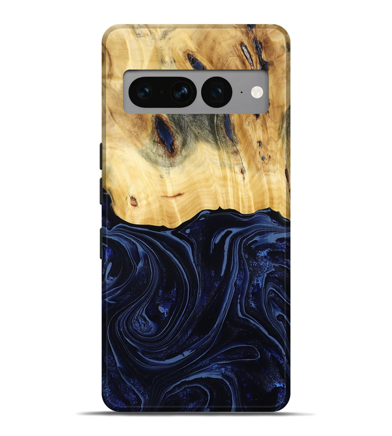 Pixel 7 Pro Wood Live Edge Phone Case - Arlette (Blue, 800525)