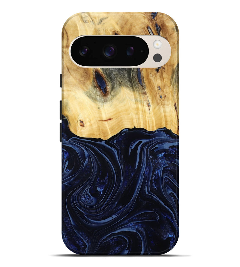 Pixel 9 Pro XL Wood Live Edge Phone Case - Arlette (Blue, 800525)