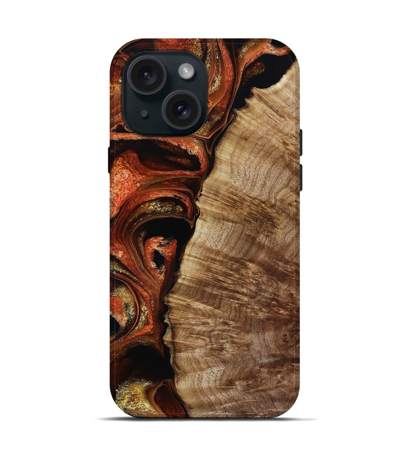 iPhone 15 Wood Live Edge Phone Case - Harland (Red, 800526)