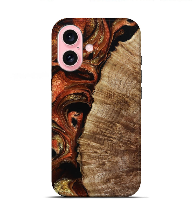 iPhone 16 Wood Live Edge Phone Case - Harland (Red, 800526)