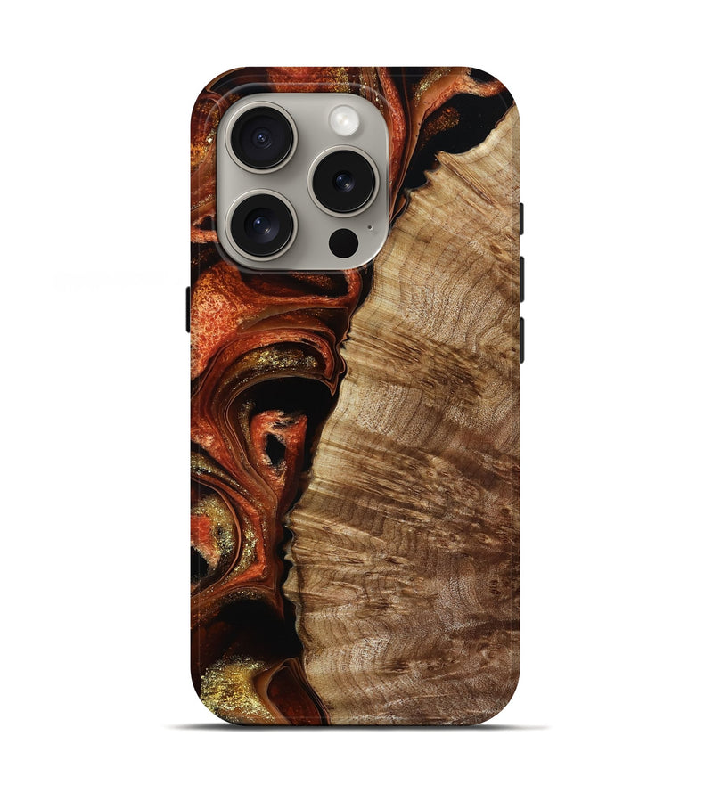 iPhone 16 Pro Wood Live Edge Phone Case - Harland (Red, 800526)