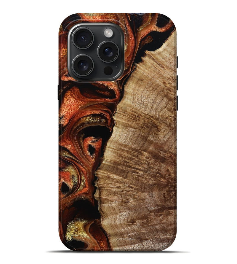 iPhone 16 Pro Max Wood Live Edge Phone Case - Harland (Red, 800526)