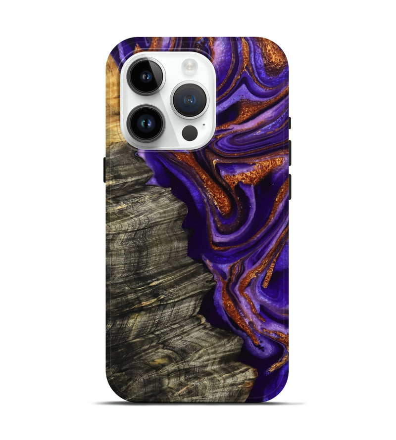 iPhone 15 Pro Wood Live Edge Phone Case - Jerilyn (Purple, 800537)