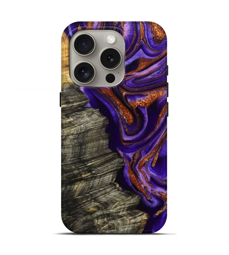 iPhone 16 Pro Wood Live Edge Phone Case - Jerilyn (Purple, 800537)