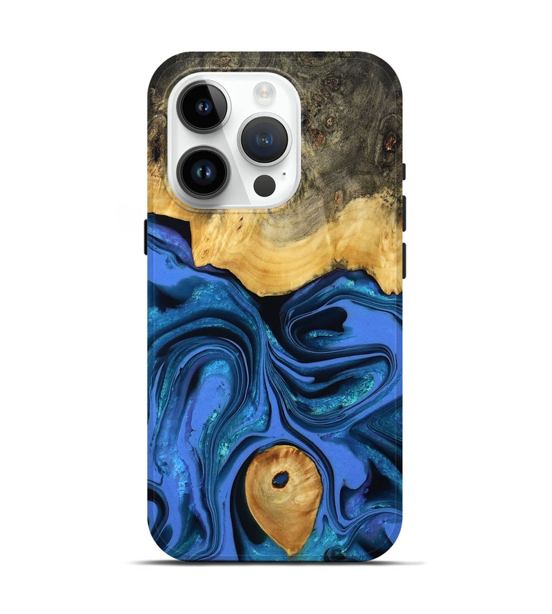 iPhone 15 Pro Wood Live Edge Phone Case - Adler (Blue, 800540)