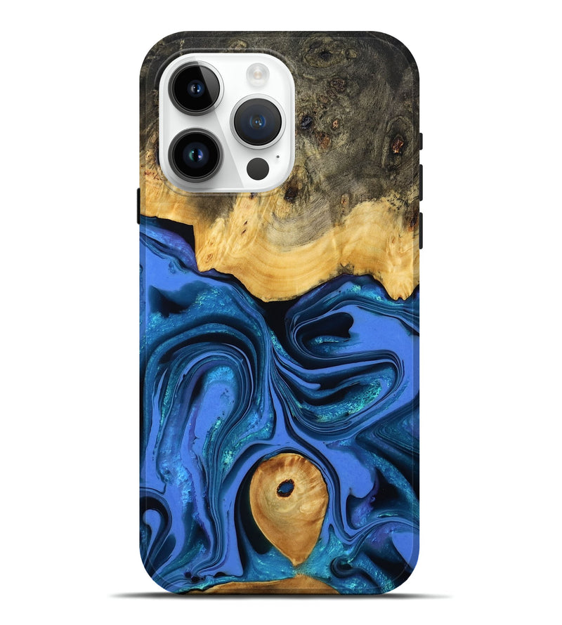 iPhone 15 Pro Max Wood Live Edge Phone Case - Adler (Blue, 800540)