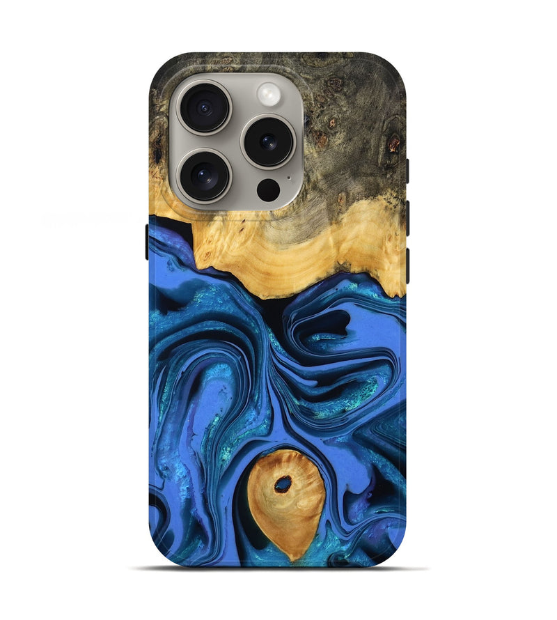 iPhone 16 Pro Wood Live Edge Phone Case - Adler (Blue, 800540)