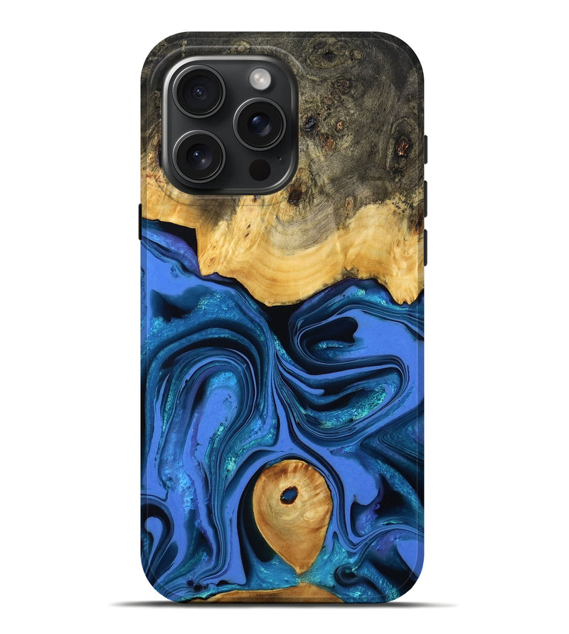 iPhone 16 Pro Max Wood Live Edge Phone Case - Adler (Blue, 800540)