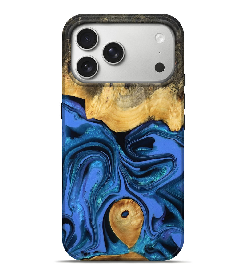 iPhone 17 Pro Max Wood Live Edge Phone Case - Adler (Blue, 800540)