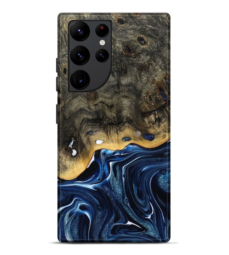 Galaxy S22 Ultra Wood Live Edge Phone Case - Leona (Blue, 800541)