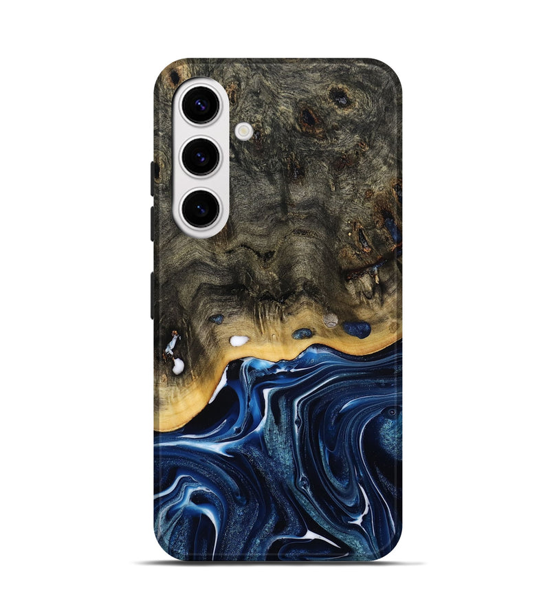 Galaxy S25 Wood Live Edge Phone Case - Leona (Blue, 800541)