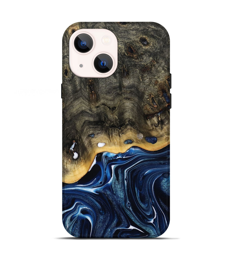 iPhone 13 Wood Live Edge Phone Case - Leona (Blue, 800541)