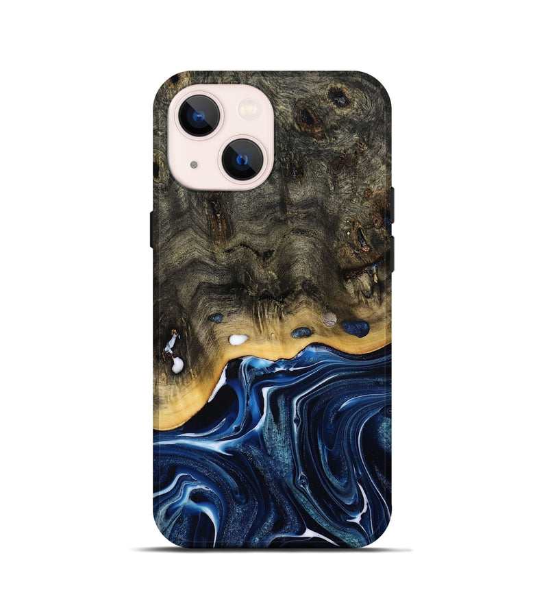 iPhone 13 mini Wood Live Edge Phone Case - Leona (Blue, 800541)
