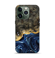 iPhone 13 Pro Wood Live Edge Phone Case - Leona (Blue, 800541)