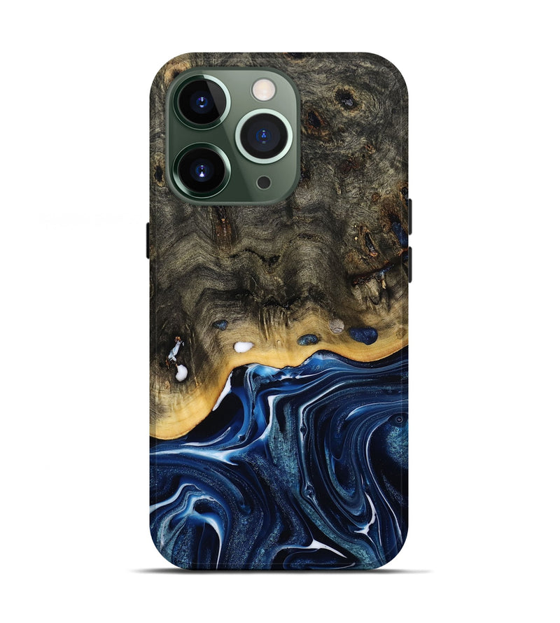 iPhone 13 Pro Wood Live Edge Phone Case - Leona (Blue, 800541)