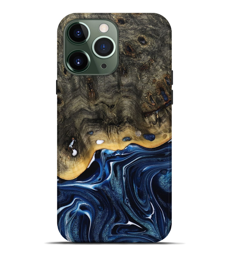 iPhone 13 Pro Max Wood Live Edge Phone Case - Leona (Blue, 800541)