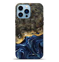 iPhone 14 Pro Max Wood Live Edge Phone Case - Leona (Blue, 800541)
