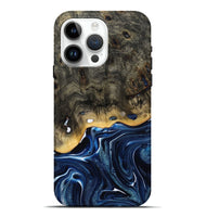 iPhone 15 Pro Max Wood Live Edge Phone Case - Leona (Blue, 800541)