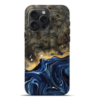 iPhone 16 Pro Max Wood Live Edge Phone Case - Leona (Blue, 800541)