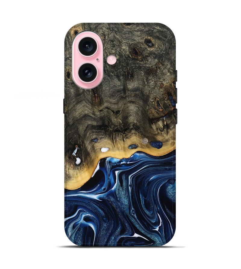 iPhone 17 Wood Live Edge Phone Case - Leona (Blue, 800541)