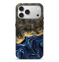 iPhone 17 Pro Max Wood Live Edge Phone Case - Leona (Blue, 800541)