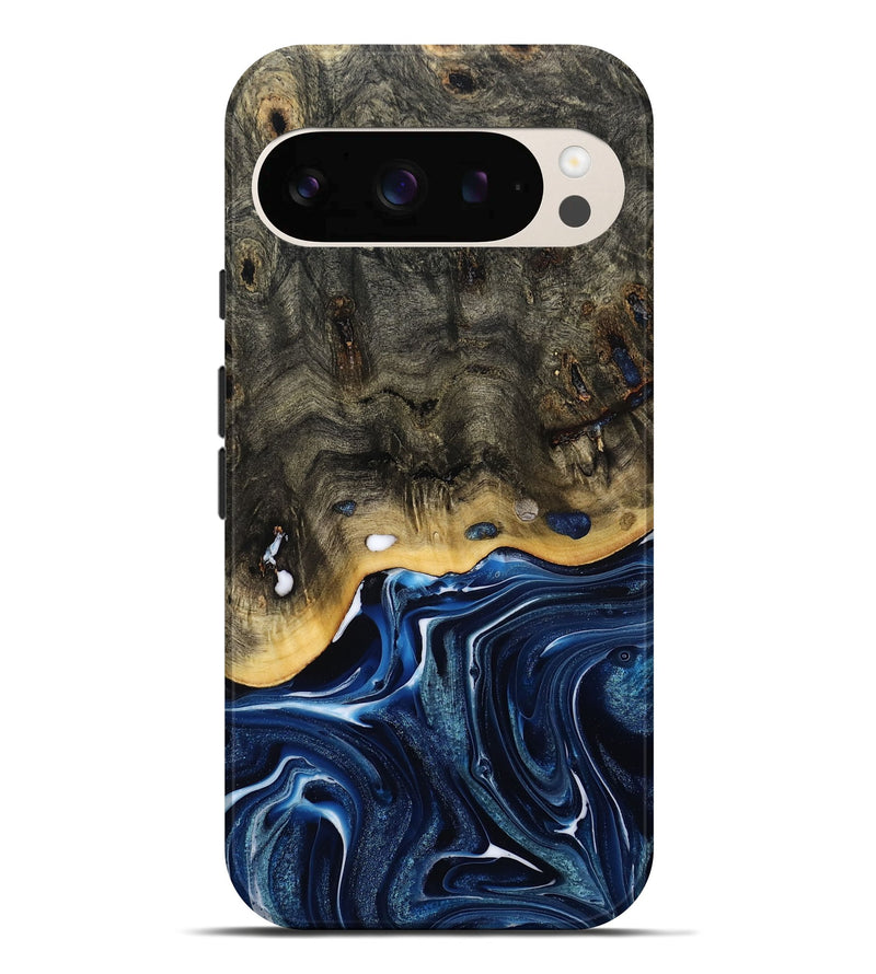 Pixel 10 Pro XL Wood Live Edge Phone Case - Leona (Blue, 800541)