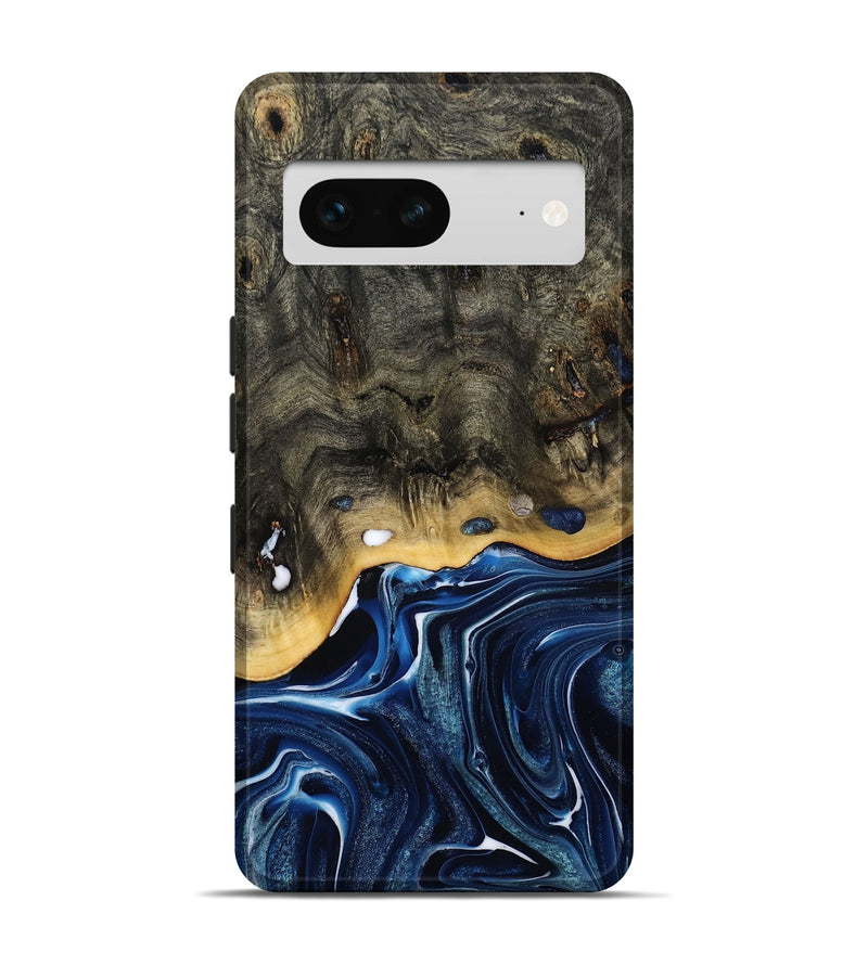 Pixel 7 Wood Live Edge Phone Case - Leona (Blue, 800541)
