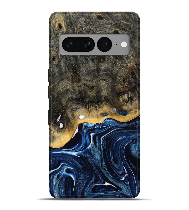 Pixel 7 Pro Wood Live Edge Phone Case - Leona (Blue, 800541)