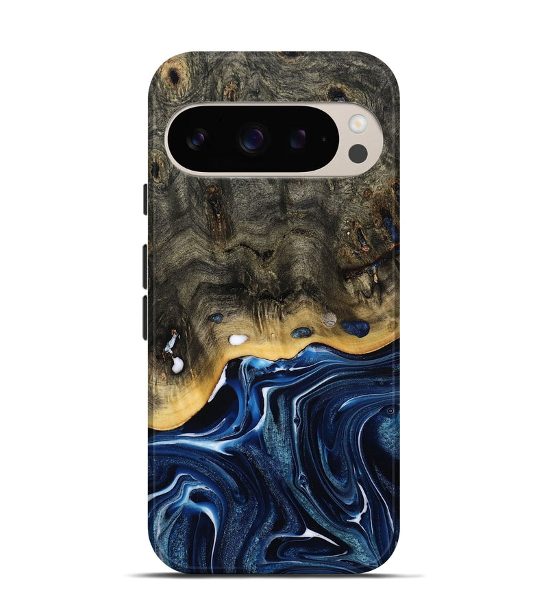 Pixel 9 Wood Live Edge Phone Case - Leona (Blue, 800541)