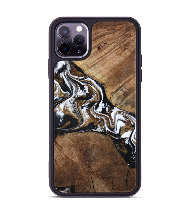 iPhone 11 Pro Max Wood Phone Case - Rosanne (Black & White, 800556)