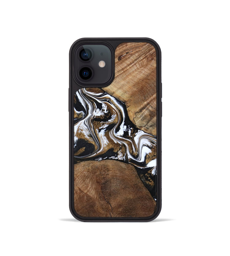 iPhone 12 mini Wood Phone Case - Rosanne (Black & White, 800556)