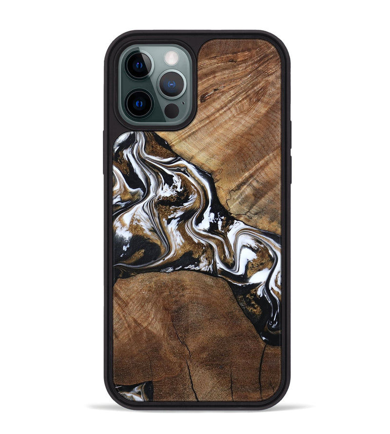 iPhone 12 Pro Max Wood Phone Case - Rosanne (Black & White, 800556)