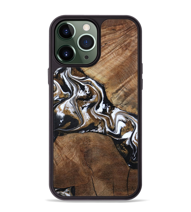 iPhone 13 Pro Max Wood Phone Case - Rosanne (Black & White, 800556)