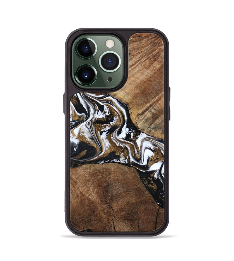 iPhone 13 Pro Wood Phone Case - Rosanne (Black & White, 800556)