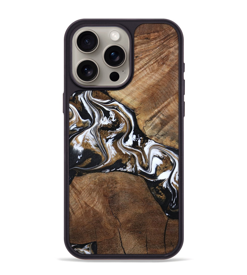 iPhone 15 Pro Max Wood Phone Case - Rosanne (Black & White, 800556)