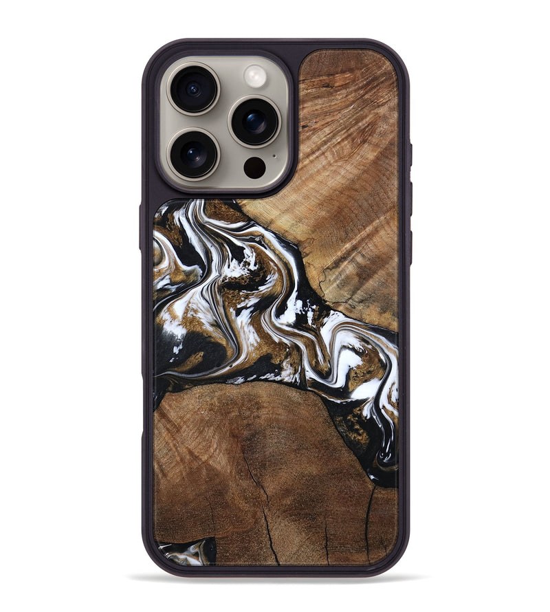 iPhone 16 Pro Max Wood Phone Case - Rosanne (Black & White, 800556)