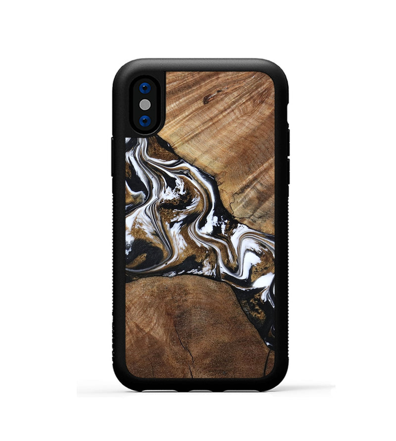 iPhone Xs Wood Phone Case - Rosanne (Black & White, 800556)