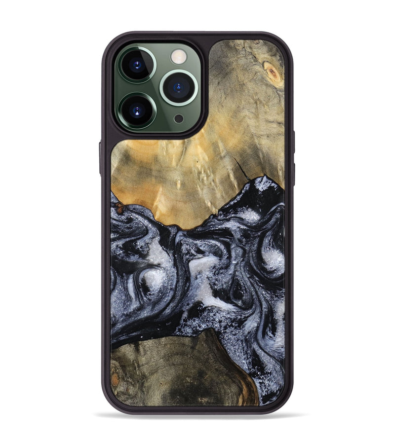 iPhone 13 Pro Max Wood Phone Case - Andria (Black & White, 800558)