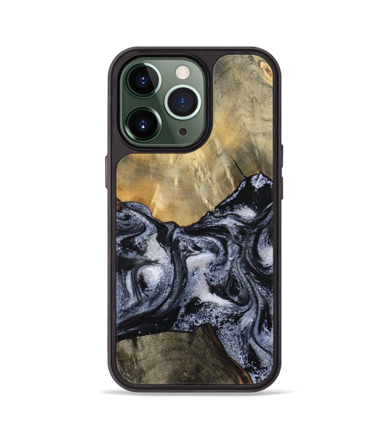 iPhone 13 Pro Wood Phone Case - Andria (Black & White, 800558)