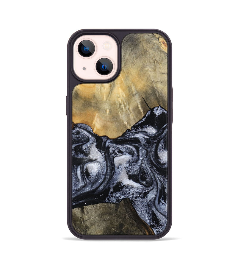 iPhone 14 Wood Phone Case - Andria (Black & White, 800558)